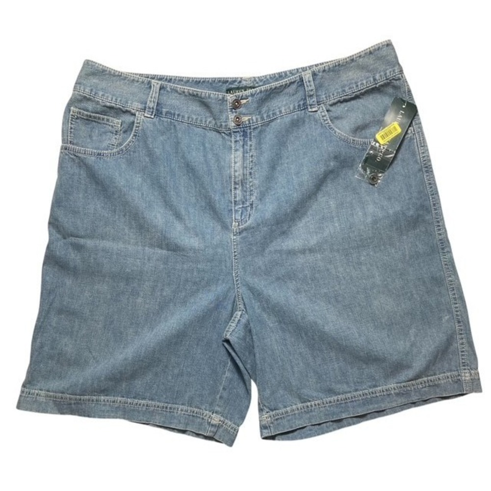 Lauren Ralph Lauren Womens Sz 16W Denim Shorts Cotton Denim Wash NWT Comfy-1295‎